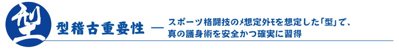 型稽古重要性 － スポーツ格闘技の”想定外”を想定した「型」で、真の護身術を安全かつ確実に習得